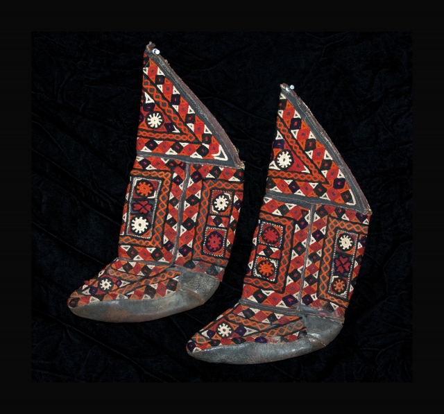 Embroidered ceremonial camp boots early 20th century. 